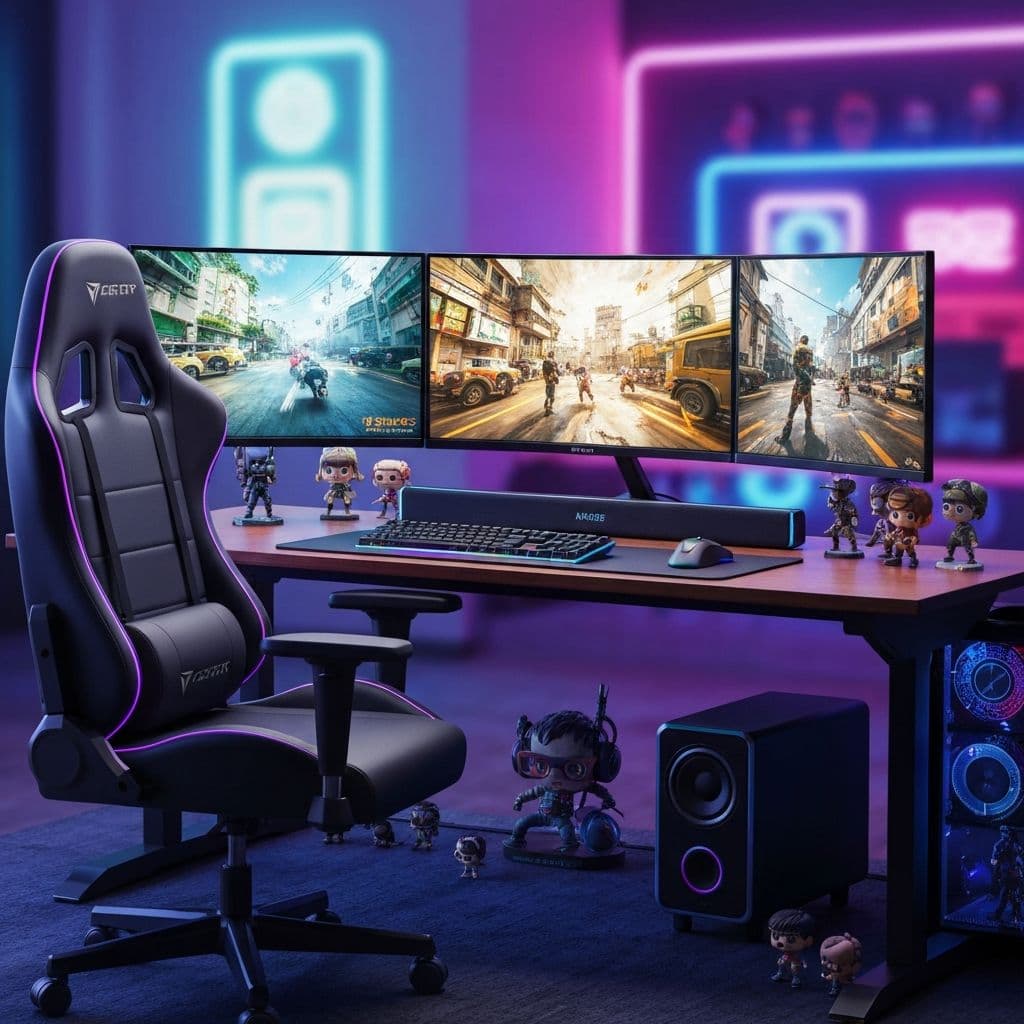 Gaming setup with multiple monitors